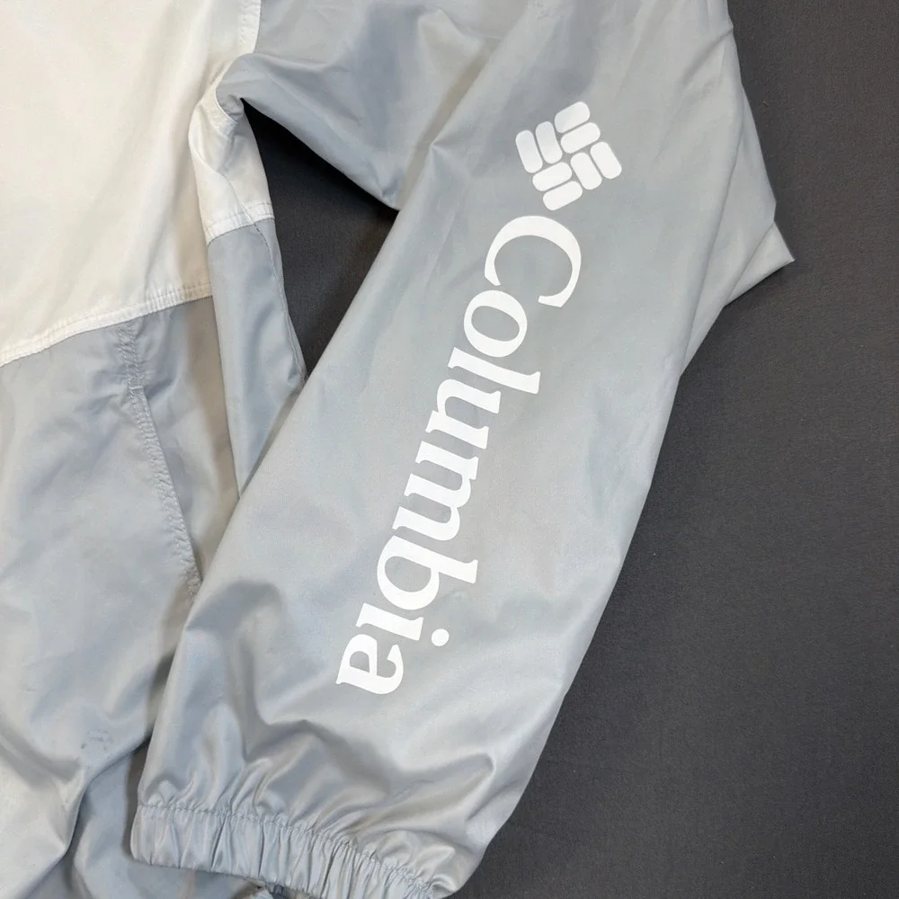 Columbia Center Ridge II Windbreaker Jacket Men's XXL Hooded White Gray